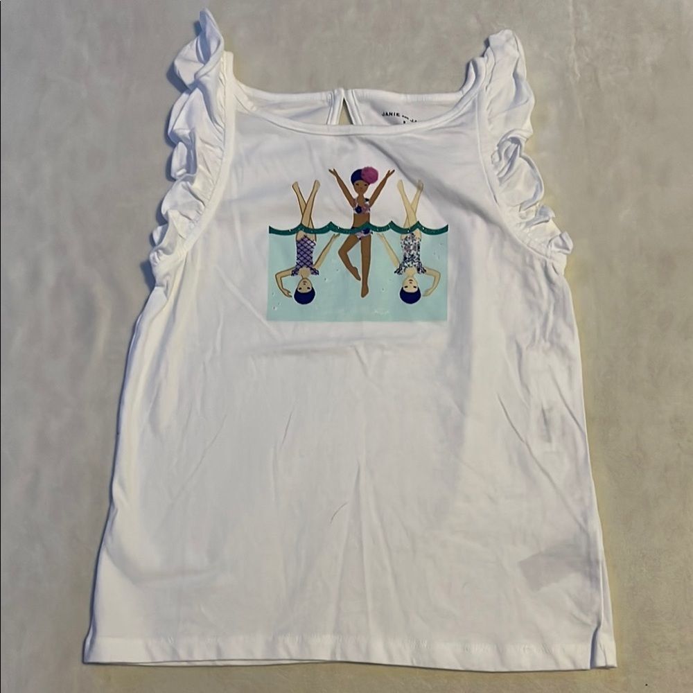 Janie and Jack Purple and White Ruffled Tank Top